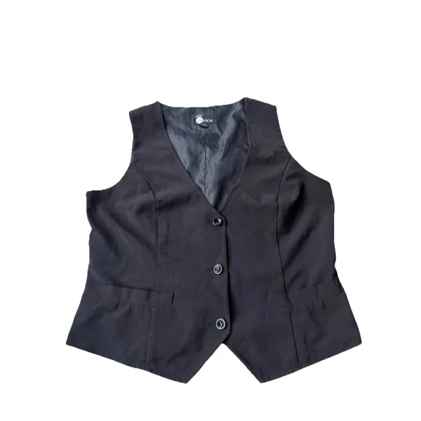 Vintage First Option Vest Jacket 3 Button Black Women’s Size 10 Formal - Image 7