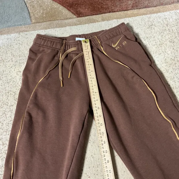 Nike Air Fleece Gold Piping Joggers Womens Small Brown Sweatpants DQ6563-259 - Image 8