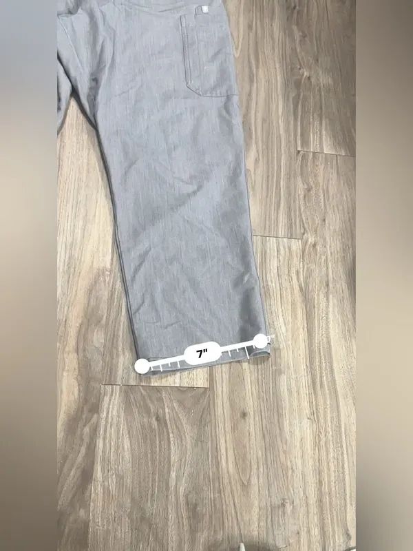 Figs Heather Gray Track Pants with Teal Drawstring - Image 8