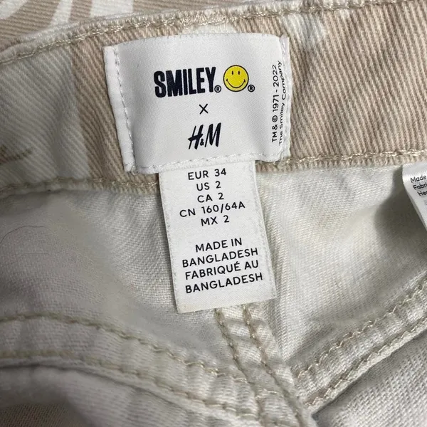 H&M Smiley Patchwork All Over Print Smiley Face Straight Wide Leg Streetwear - Image 7