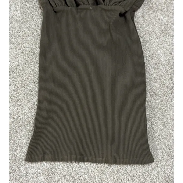Free People FP Beach Rodeo Ribbed Wrap Mini Dress Bodycon Olive Green Size M - Image 3