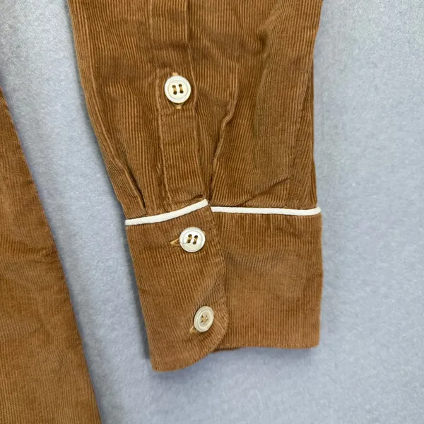 Kayce Hughes Womens Brown Corduroy Shift Dress Size 4 Long Sleeve White‎ Piping - Image 7