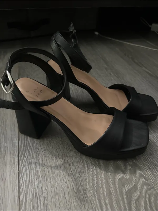 a new day Black Square-Toe Block Heel Ankle-Strap Sandals - Image 3