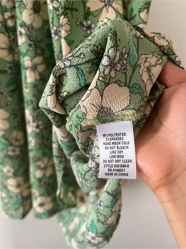 Monteau Green Floral Midi Wrap Dress Small Romantic Feminine Spring Cottagecore Boho - Image 5