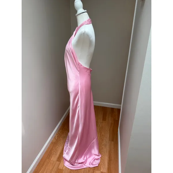 Show Me Your Mumu Jasmine Halter Maxi Dress Light Pink Luxe Satin Size Medium - Image 6