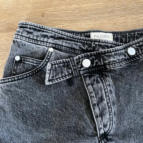 Pilcro Moto Wrap Denim Mini Skirt Jean - Image 3