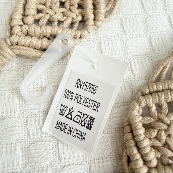 NWT Macrame Boho Woven Rattan Straw Rope Braid Waist Belt Khaki Tan - Image 10