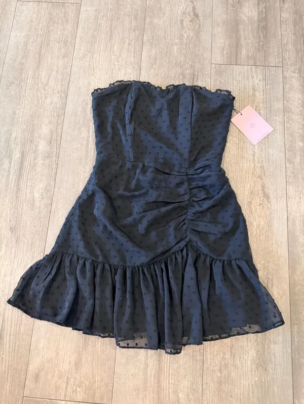 Hello Molly Black Strapless Ruffled Mini Dress - Image 7