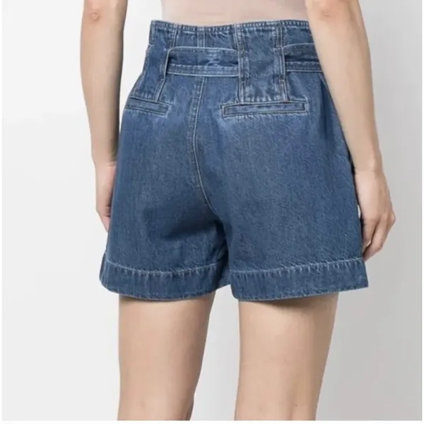 Lauren Ralph Lauren Denim Shorts Women‎ 4 Blue Paperbag Waist Belted High Rise - Image 3