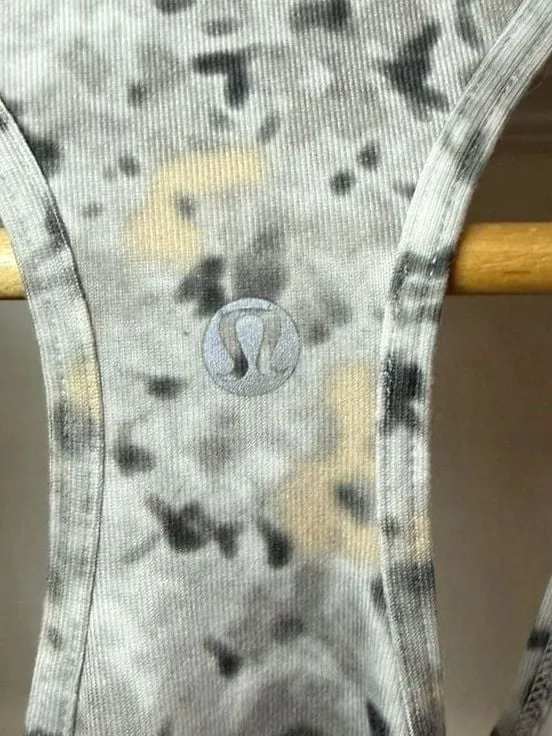 Lululemon Cool Racerback Tank Top in Floral Grey Black and Beige Print - Image 2