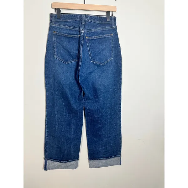 Abercrombie & Fitch Curve Love High Rise 90s Relaxed Jean Dark Cuffed Size 28 6S - Image 7