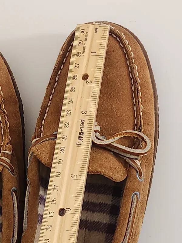 L.L.Bean Brown Suede Flannel Lined Slippers Size 7 - Image 11