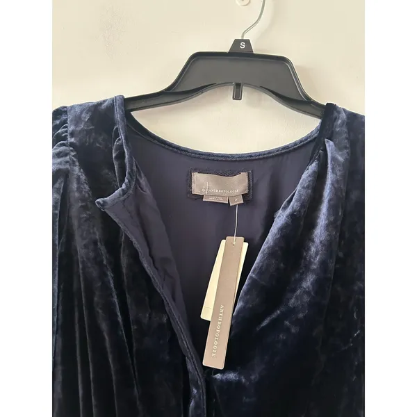 Anthropologie The Somerset Velvet Edition Dark Blue Navy Long Dress NWT Size M - Image 5
