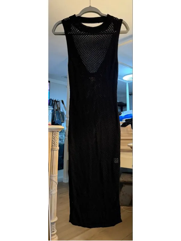 NEW Crochet Cover Up Sleeveless Hollow Knit Bikini Swimwear S - Image 4