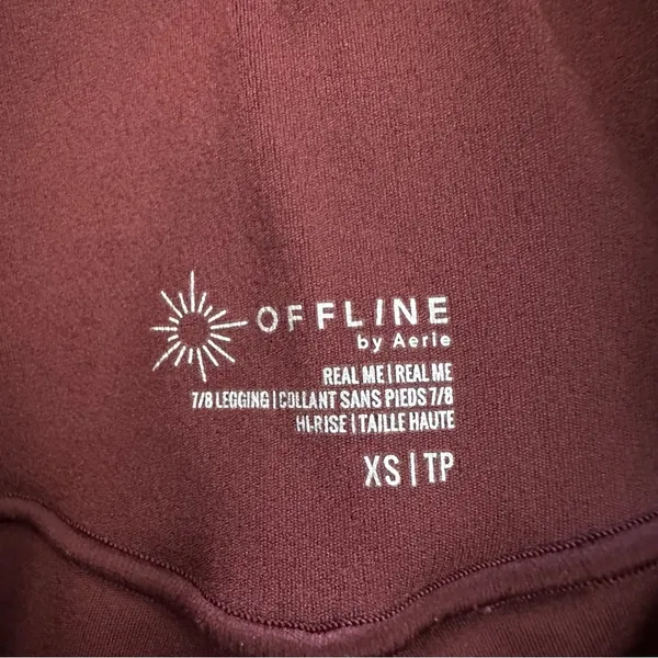 Aerie Offline Maroon Scrunch Side Waist Leggings Size XS - Image 3