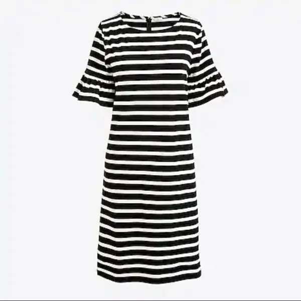 J.Crew Black & White Striped Ruffle Sleeve Dress – XS - Image 2