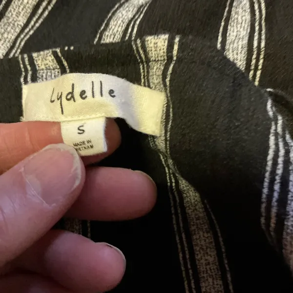 Lydelle Small Black White Striped Ruffle Crossover Mini Dress - Image 3