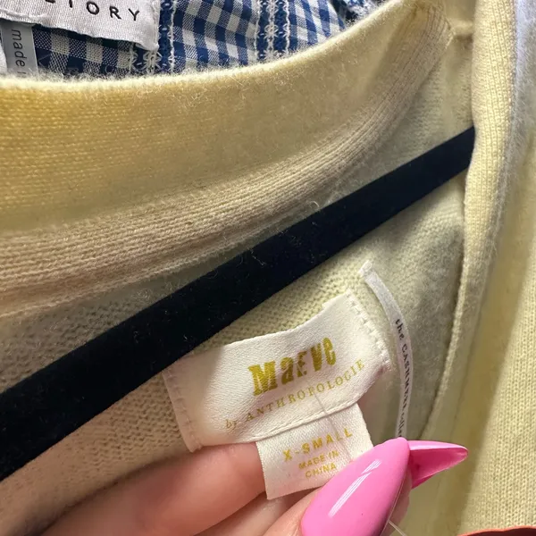 Anthropologie Maeve Beth Puff-Sleeved Cashmere Cardigan in Canary Size XS - Image 5