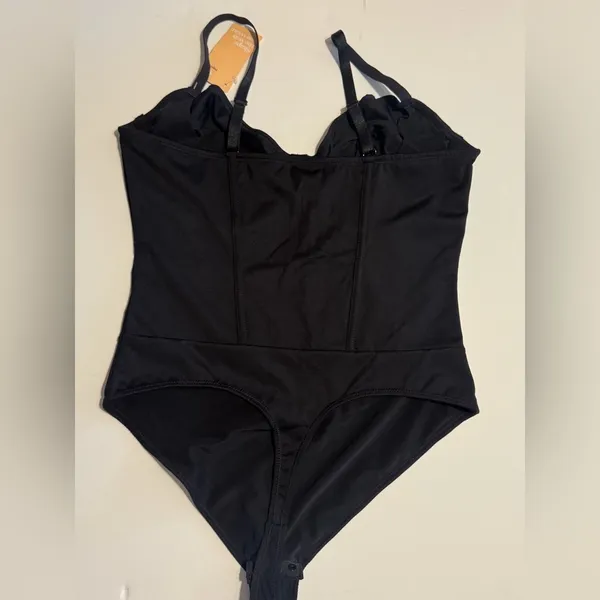 Popilush Corset Bodysuit Built in Bra V Neck Tummy Control Thong Shapewear NEW - Image 5