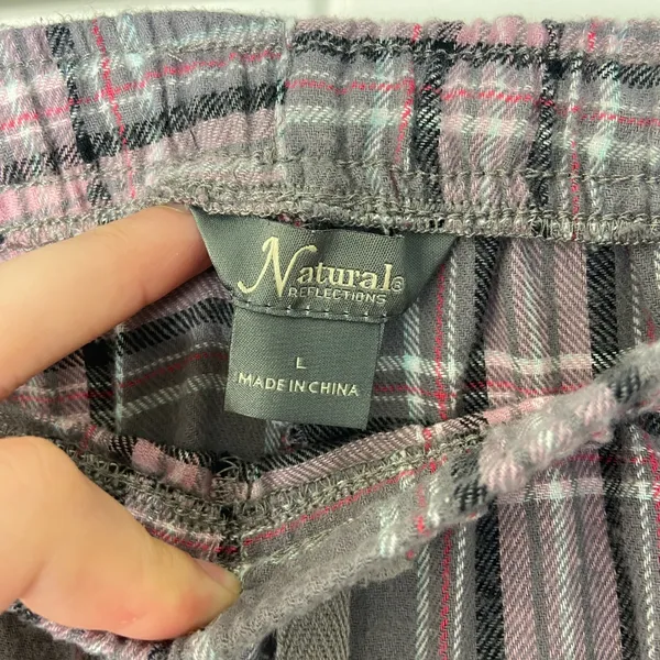 NEW Natural Reflections women’s gray pink elastic drawstring‎ pajama pants large - Image 3