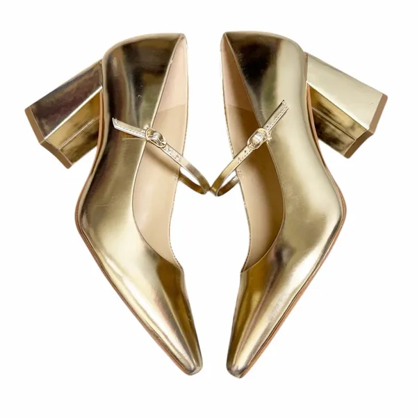 MARC FISHER Vanderly Mary Jane Pumps Heels Gold 6.5 - Image 4