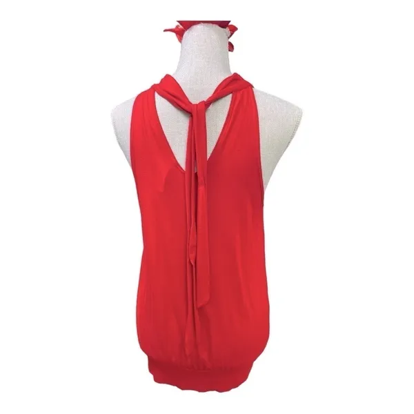 Forever 21 Halter NeckSleeveless Shirt Lg Red Top Blouse Dressy Embellished - Image 4