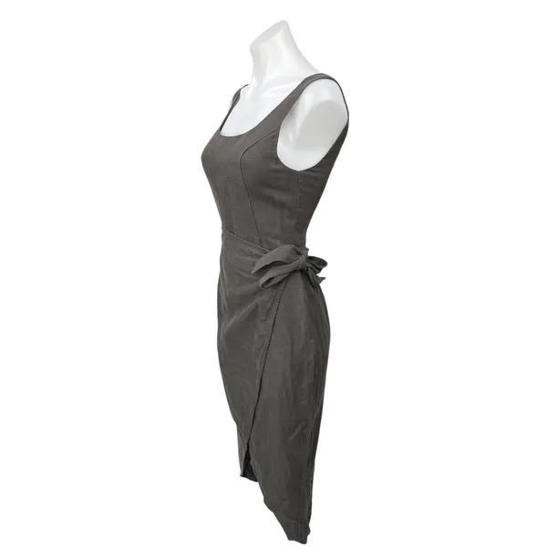 Aritzia Wilfred Gray Sleeveless Tulip Hem Square Neck Wrap Midi Sheath Dress 0 - Image 2