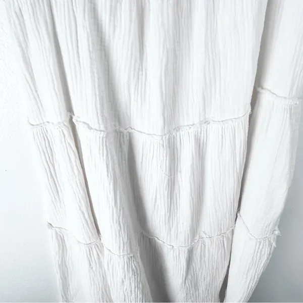 FREE THE ROSES 100% Cotton White Gauzy Tiered Lined Pockets Midi Dress Medium - Image 7
