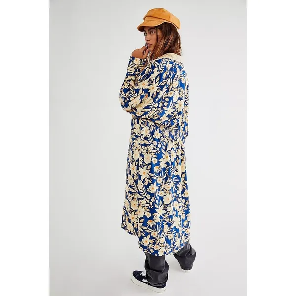FREE PEOPLE Wild Nights Floral Blue Yellow Duster Kimono NWT size Medium - Image 2