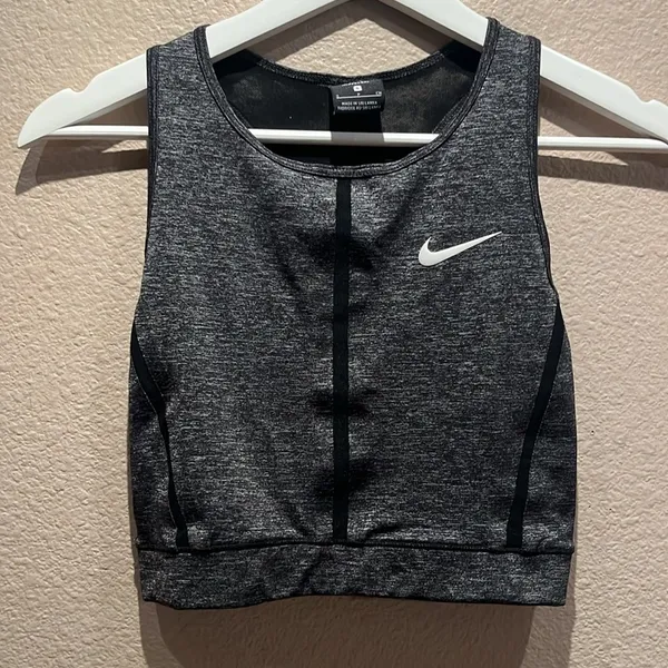 NIKE PRO HYPERCOOL Women’s TANK TOP DRI FIT CROPPED GREY BLACK MESH Size Small - Image 2