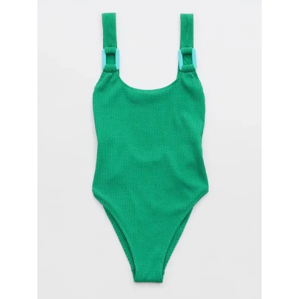 Aerie Green Crinkle Birthday Scoop Back Cheekiest One Piece Swimsuit Sz.M NWT - Image 6