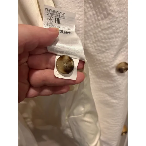 Banana Republic Womens White Seersucker Double‎ Breasted Blazer Jacket Size 14 - Image 8