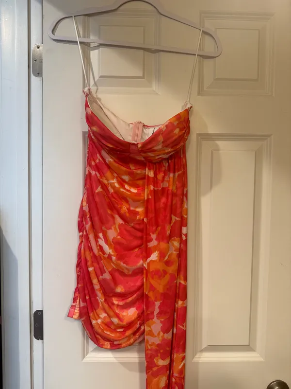 Hello Molly Orange Floral Mini Dress - Image 3