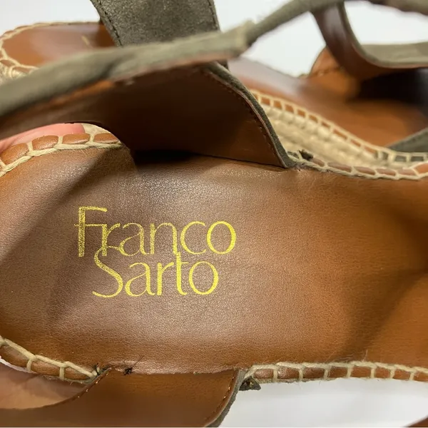 Franco Sarto treasure 2 wedge espadrilles olive green suede‎ womens size 9.5 - Image 9