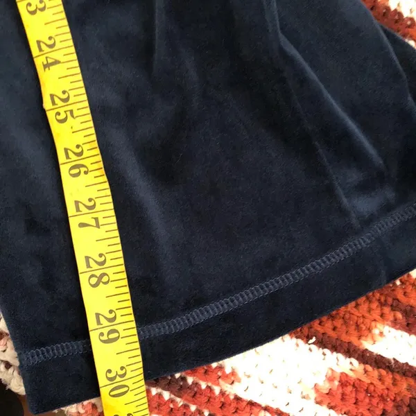 Juniper Blue Y2K Navy Blue Velvet Juicy Couture tracksuit Set Zip up Hoodie Sweatshirt Flare Sweatpants Mid Rise-XL Measurement in pics - Image 8