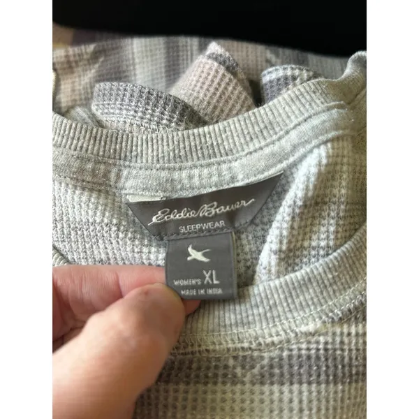 Eddie Bauer pink and grey thermal pajamas set XL lounge sleepwear - Image 2