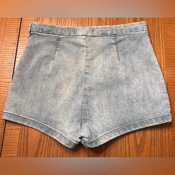 Free People High-Rise Side Zipper Sailor Pin-Up Girl Denim Jean Shorts Size 28‎ - Image 8