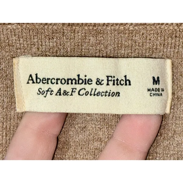 Abercrombie & Fitch Soft AF Brown Tan Ribbed Square Neck Crop Top Tank Top Sz M - Image 4