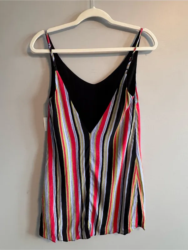 Urban Outfitters XS Striped Slip Mini Dress V Neck Low Back NWT - Image 3