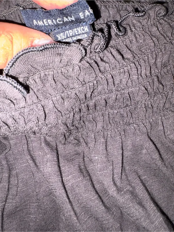 American Eagle Outfitters Black Peasant Top with Floral Embroidery - Image 2