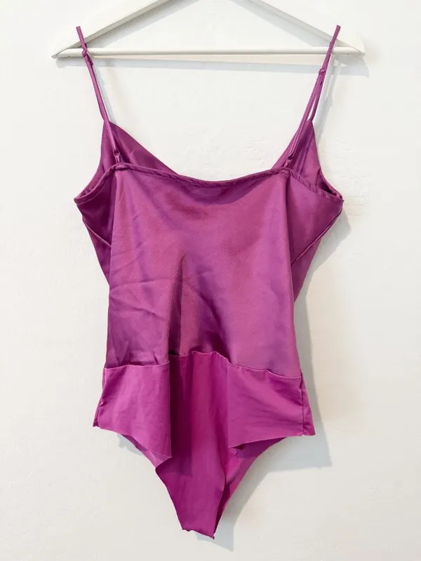 House of Harlow Cowl‎ Neck Bodysuit Large Satin Adjustable Summer Quiet Luxury - Image 9