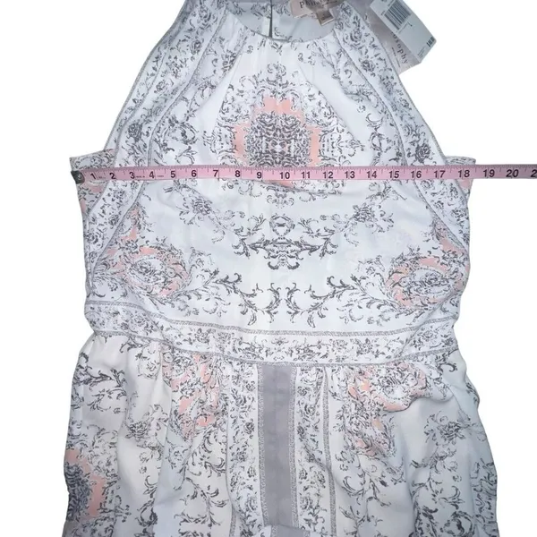 Philosophy‎ Grey Ivory Pink Floral Sleeveless Crew Neck Mini Dress Large Lined - Image 4