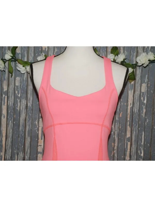 Lorna Jane Size S Racerback Hot Pink Athletic Tank Lined Spandex Built in Bra - Image 2