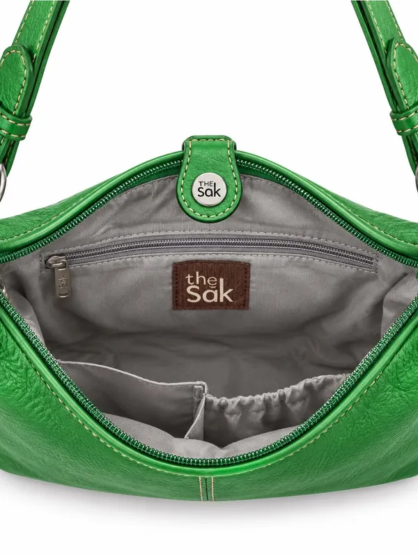 The Sak Green Pebbled Leather Shoulder Bag Hobo Purse Adjustable Strap - Image 4