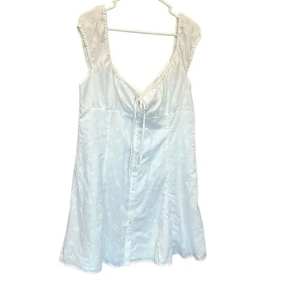 WAYF A-Line Embroidered Button White Dress XL NEW Bridal Shower #200 - Image 3