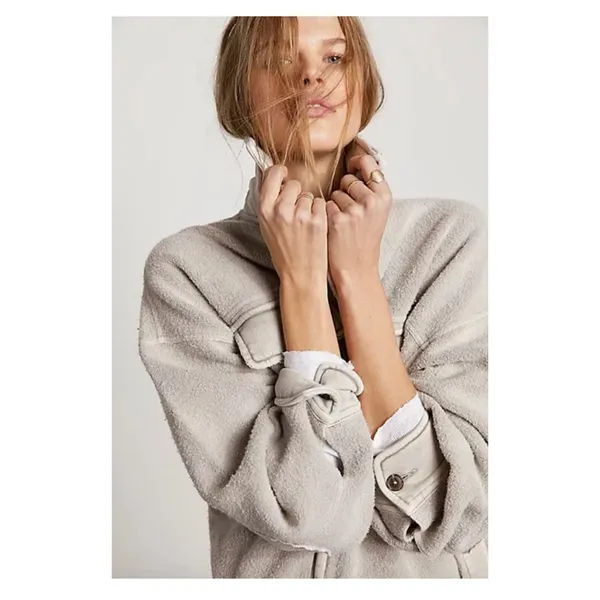 Free People Ruby Jacket in Stone Size Small Oversized Boho Shacket - Image 9