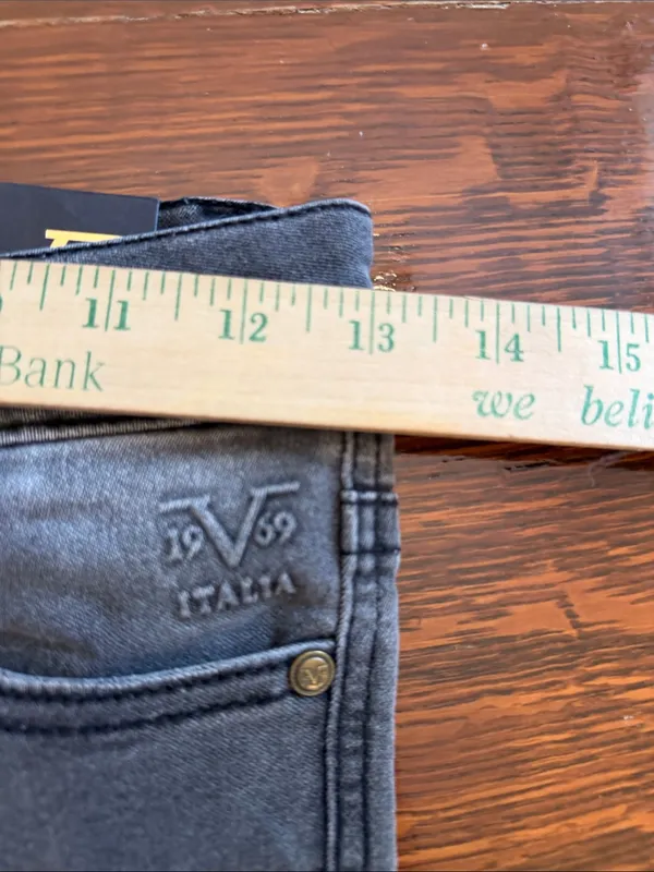 Versace V 1969 Skinny Raw Hem Jeans Women's Mid Rise Med Wash Distressed 25 - Image 14