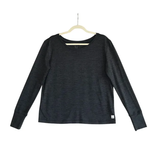 VUORI Lux Crew LS Tee Sz S Grey Heather Oversize Athletic Travel Everyday Clasic - Image 2
