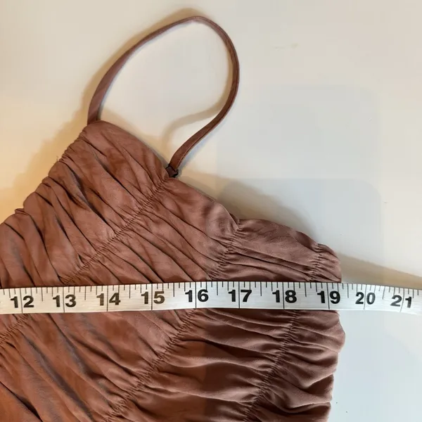 Chelsea 28 Ruched Slip Dress Mauve Size XL Spaghetti Strap Midi Stretch Feminine - Image 11