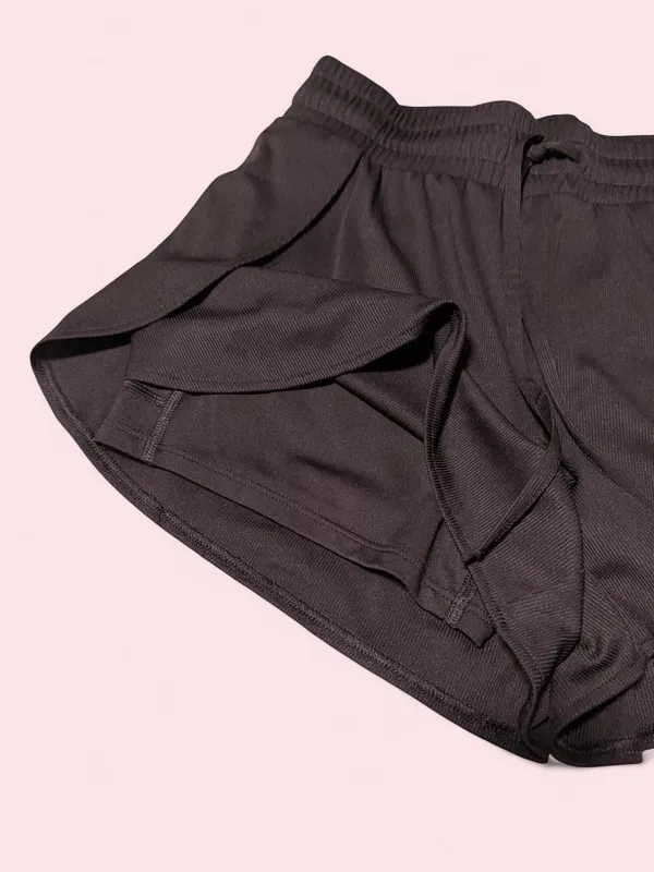 Women's Black Athletic Drawstring Shorts Size M - Image 3